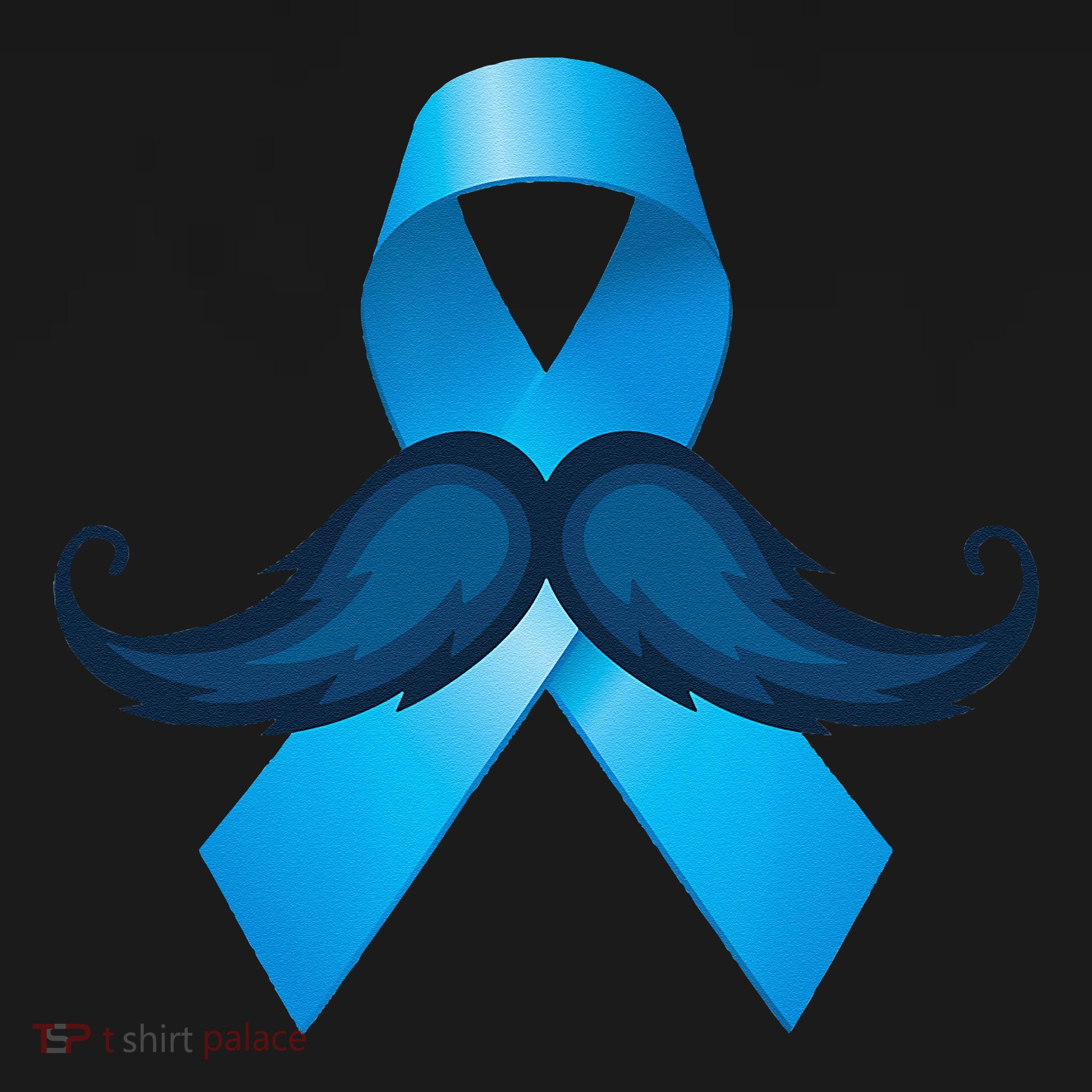 Light Blue Ribbon Mustache Prostate Cancer Awareness USA-Made Doggie Bandana