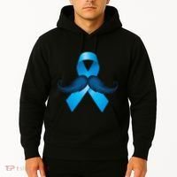 Light Blue Ribbon Mustache Prostate Cancer Awareness Hoodie thumb 2