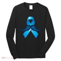Light Blue Ribbon Mustache Prostate Cancer Awareness Long Sleeve Shirt thumb 0