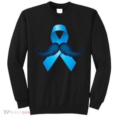 Light Blue Ribbon Mustache Prostate Cancer Awareness Sweatshirt