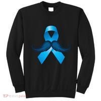 Light Blue Ribbon Mustache Prostate Cancer Awareness Sweatshirt thumb 0