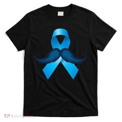 Light Blue Ribbon Mustache Prostate Cancer Awareness T-Shirt