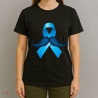 Light Blue Ribbon Mustache Prostate Cancer Awareness T-Shirt thumb 4