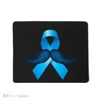 Light Blue Ribbon Mustache Prostate Cancer Awareness Mousepad thumb 0