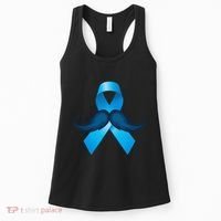 Light Blue Ribbon Mustache Prostate Cancer Awareness Women's Tank Top thumb 0