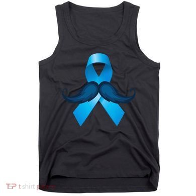 Light Blue Ribbon Mustache Prostate Cancer Awareness Tank Top