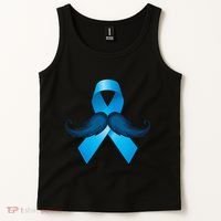 Light Blue Ribbon Mustache Prostate Cancer Awareness Tank Top thumb 2