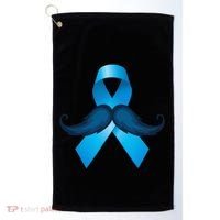 Light Blue Ribbon Mustache Prostate Cancer Awareness Golf Towel thumb 0