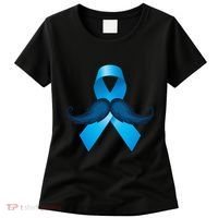 Light Blue Ribbon Mustache Prostate Cancer Awareness Women's T-Shirt thumb 0
