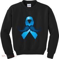 Light Blue Ribbon Mustache Prostate Cancer Awareness Kids Sweatshirt thumb 0