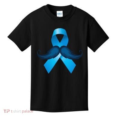 Light Blue Ribbon Mustache Prostate Cancer Awareness Kids T-Shirt