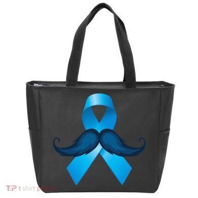 Light Blue Ribbon Mustache Prostate Cancer Awareness Tote Bag