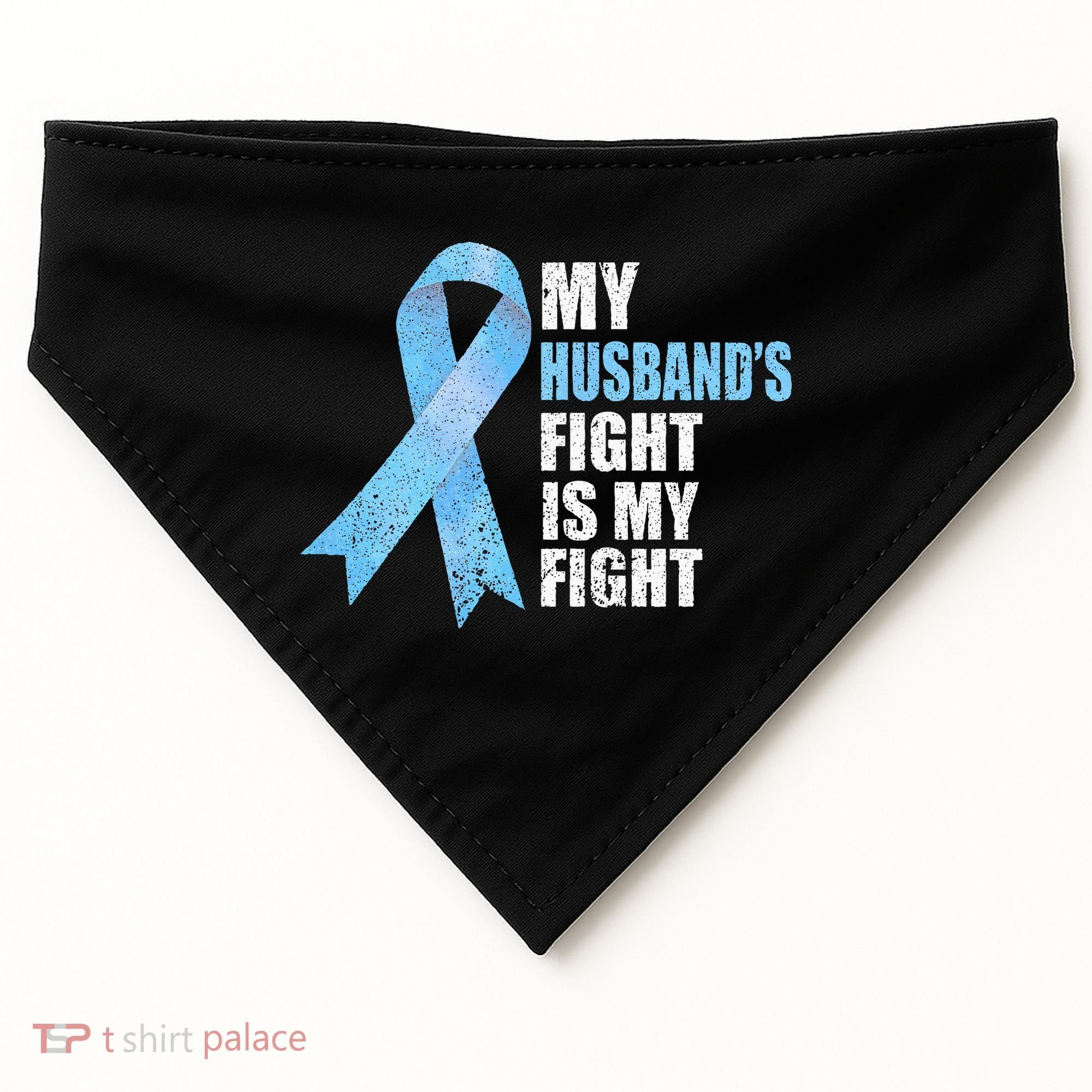 Light Blue Ribbon Supporter Wife Prostate Cancer Awareness USA-Made Doggie Bandana