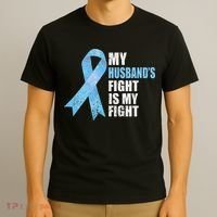 Light Blue Ribbon Supporter Wife Prostate Cancer Awareness T-Shirt thumb 3