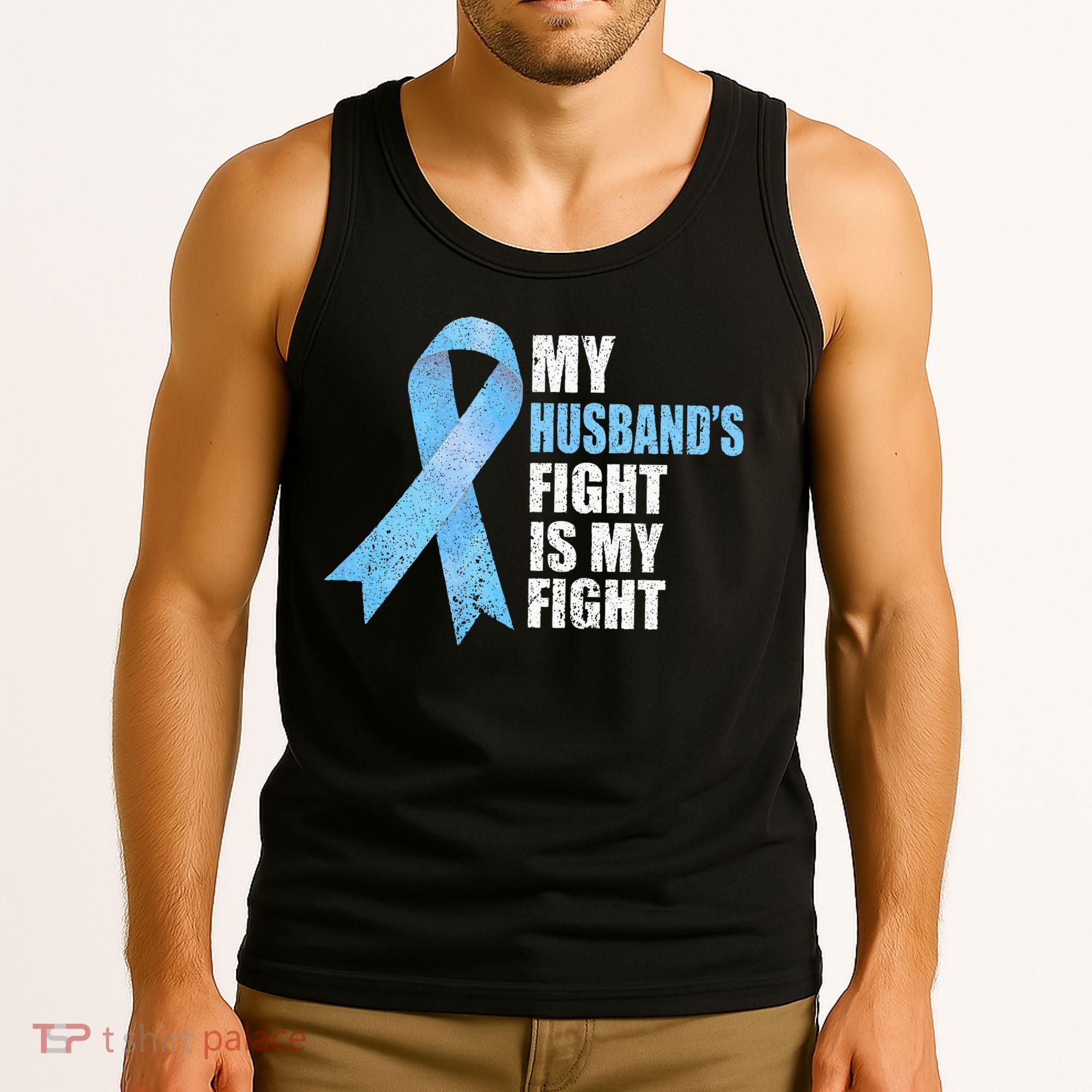 Light Blue Ribbon Supporter Wife Prostate Cancer Awareness Tank Top