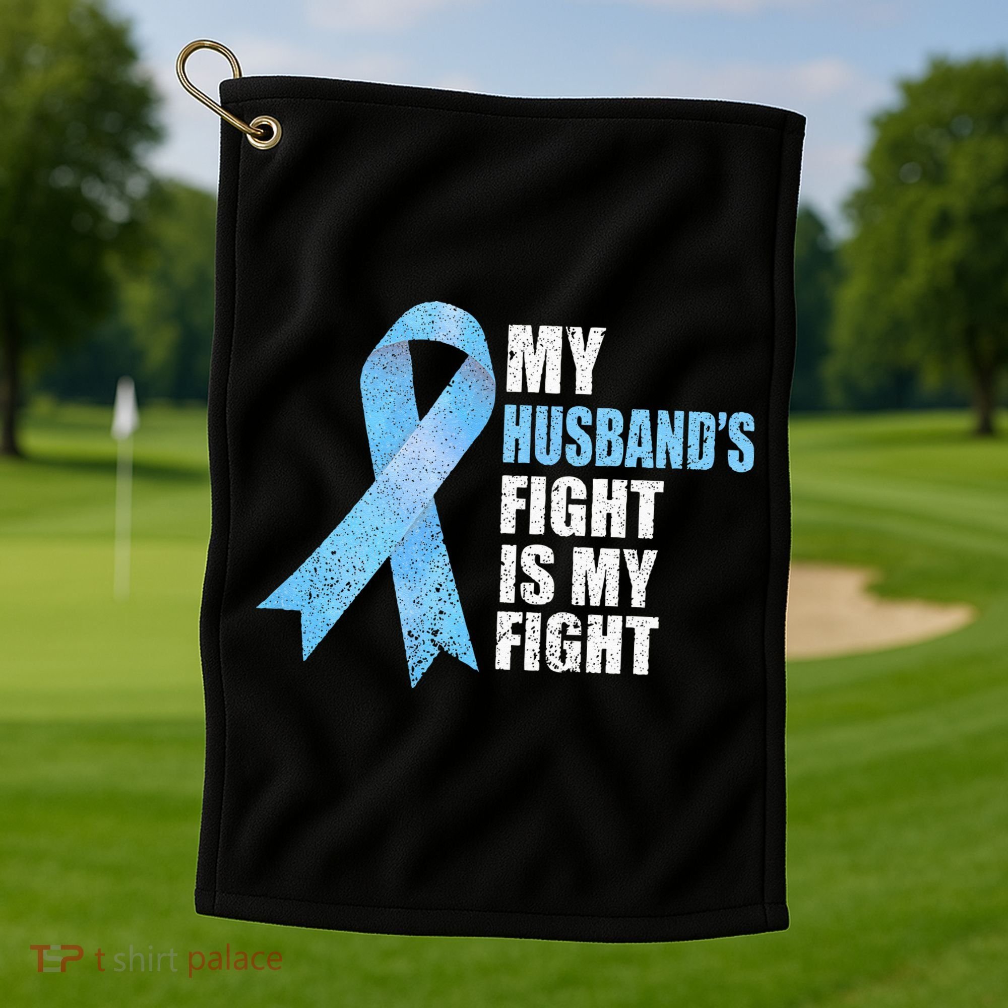 Light Blue Ribbon Supporter Wife Prostate Cancer Awareness Golf Towel