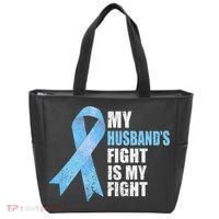 Light Blue Ribbon Supporter Wife Prostate Cancer Awareness Tote Bag thumb 0