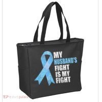 Light Blue Ribbon Supporter Wife Prostate Cancer Awareness Tote Bag thumb 2