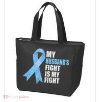 Light Blue Ribbon Supporter Wife Prostate Cancer Awareness Tote Bag thumb 3