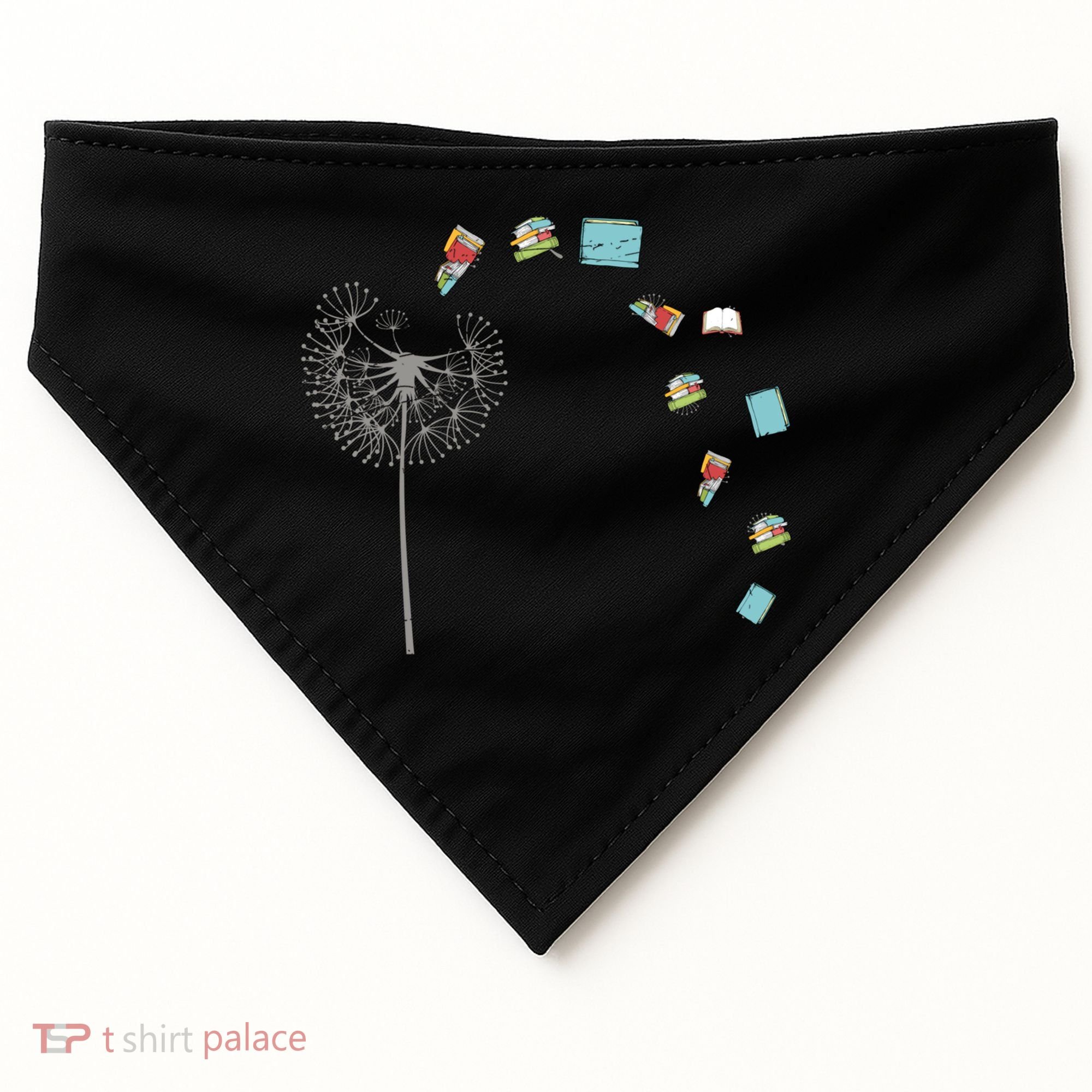 Library Books Reading Lover Gift Dandelion Book Reading Gift USA-Made Doggie Bandana
