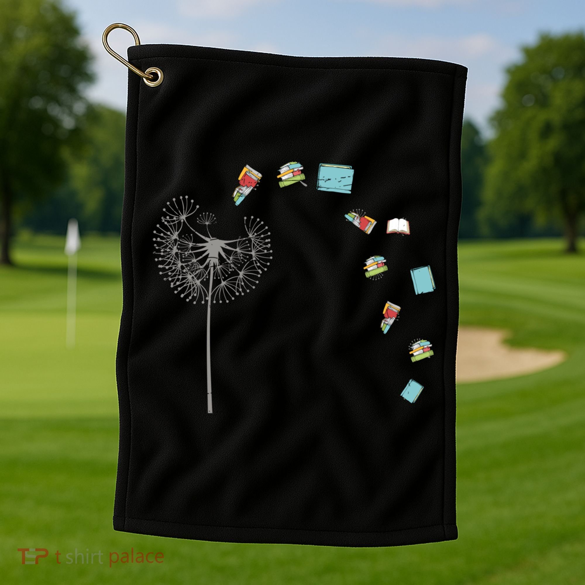 Library Books Reading Lover Gift Dandelion Book Reading Gift Golf Towel