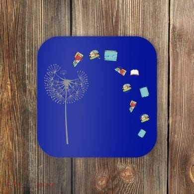 Library Books Reading Lover Gift Dandelion Book Reading Gift Coaster