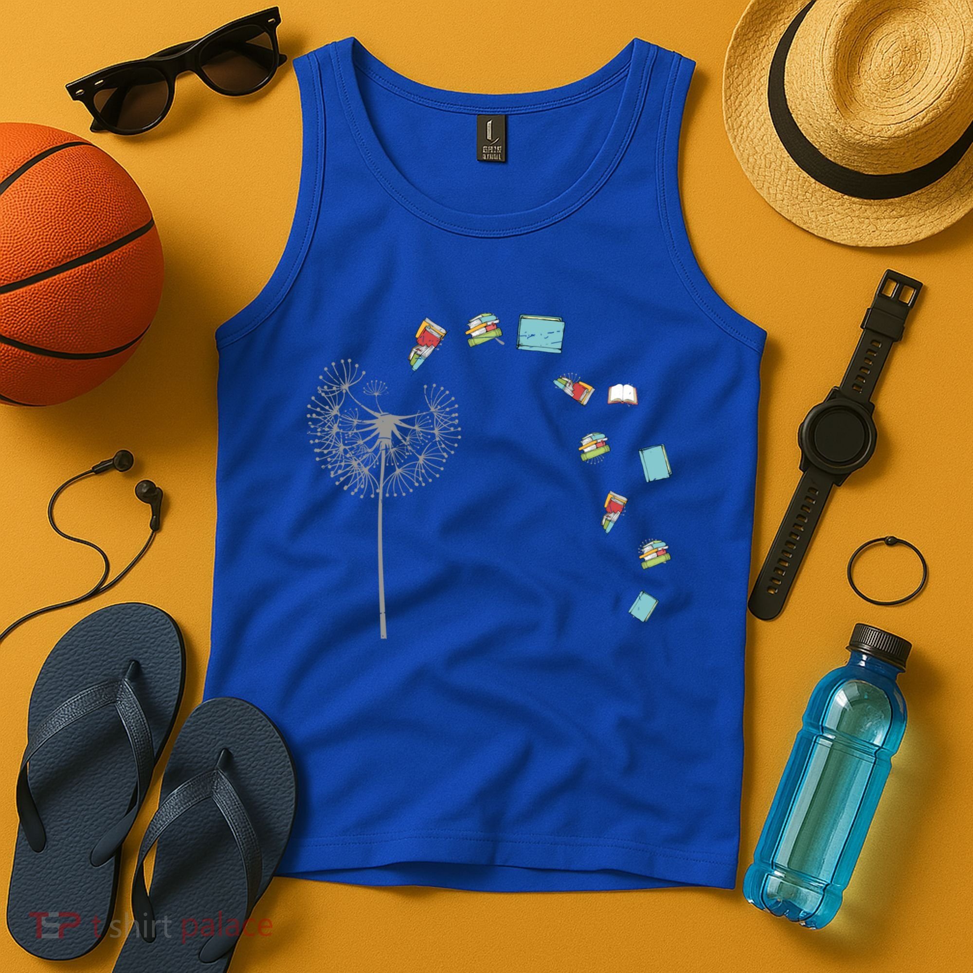 Library Books Reading Lover Gift Dandelion Book Reading Gift Tank Top