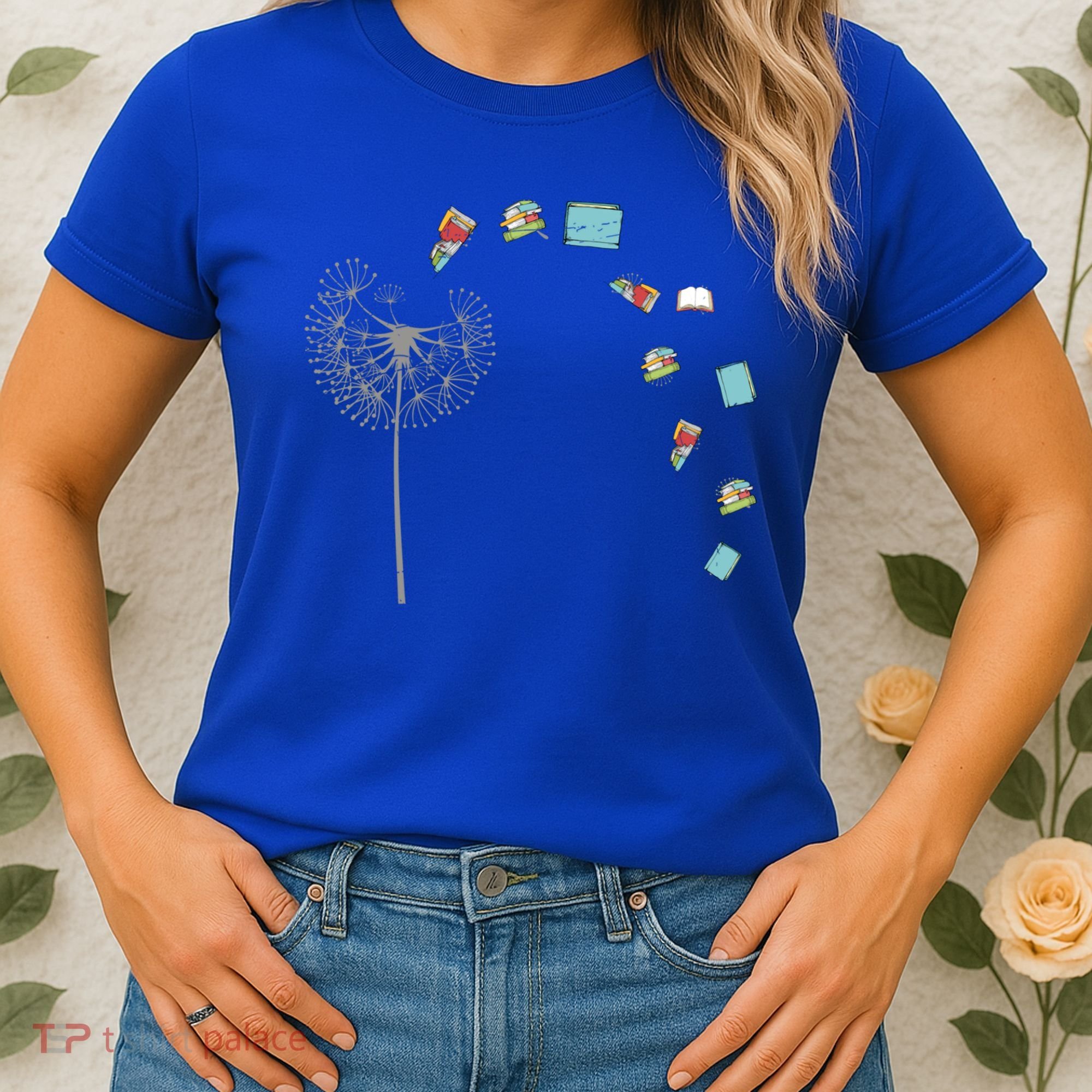 Library Books Reading Lover Gift Dandelion Book Reading Gift Women's T-Shirt