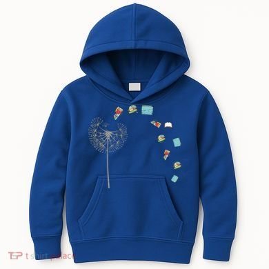 Library Books Reading Lover Gift Dandelion Book Reading Gift Kids Hoodie