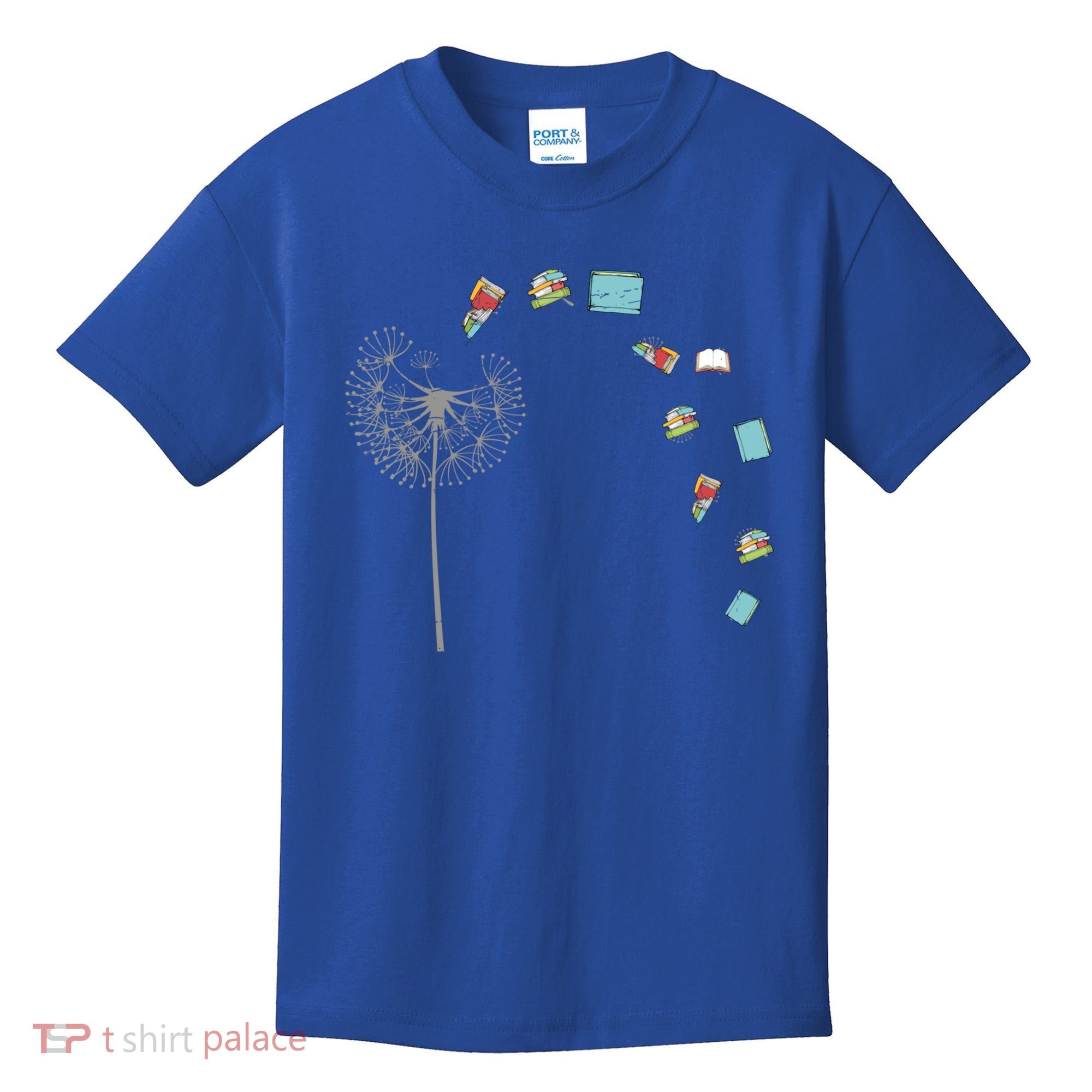Library Books Reading Lover Gift Dandelion Book Reading Gift Kids T-Shirt