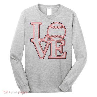 Love Baseball Stitch Letters Baseball Fan Long Sleeve Shirt