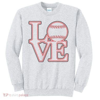 Love Baseball Stitch Letters Baseball Fan Sweatshirt