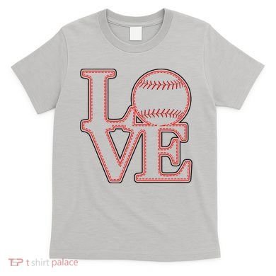 Love Baseball Stitch Letters Baseball Fan T-Shirt