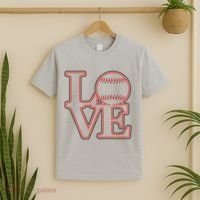 Love Baseball Stitch Letters Baseball Fan T-Shirt thumb 2