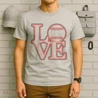 Love Baseball Stitch Letters Baseball Fan T-Shirt thumb 6