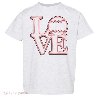 Love Baseball Stitch Letters Baseball Fan Toddler T-Shirt