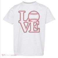 Love Baseball Stitch Letters Baseball Fan Toddler T-Shirt thumb 0