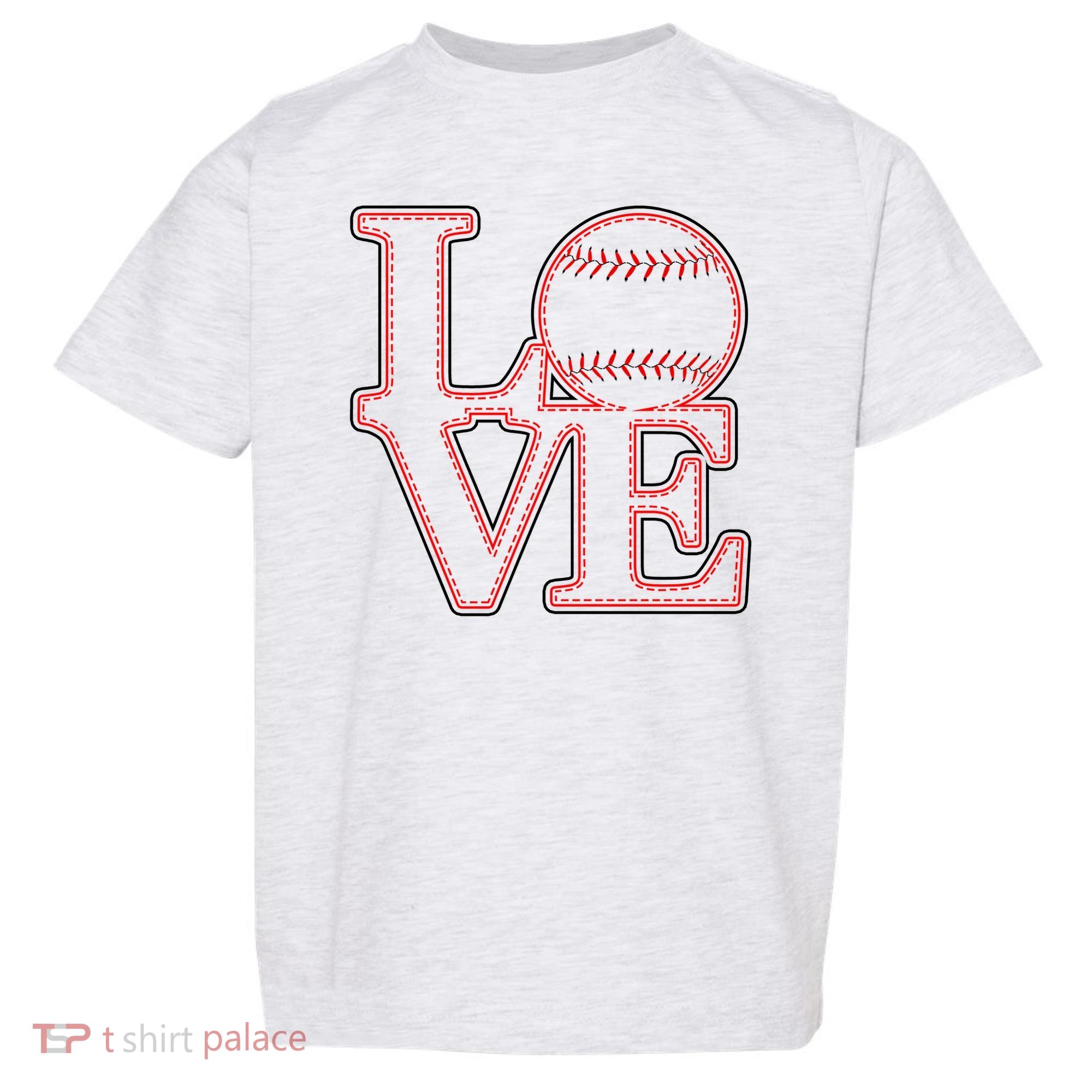 Love Baseball Stitch Letters Baseball Fan Toddler T-Shirt