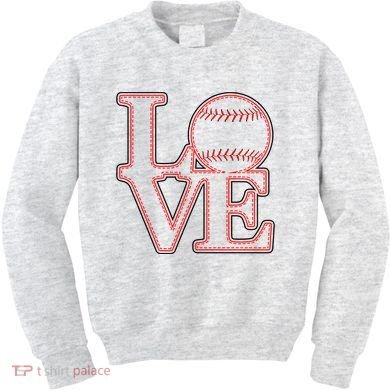 Love Baseball Stitch Letters Baseball Fan Kids Sweatshirt