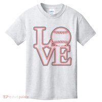 Love Baseball Stitch Letters Baseball Fan Kids T-Shirt thumb 0