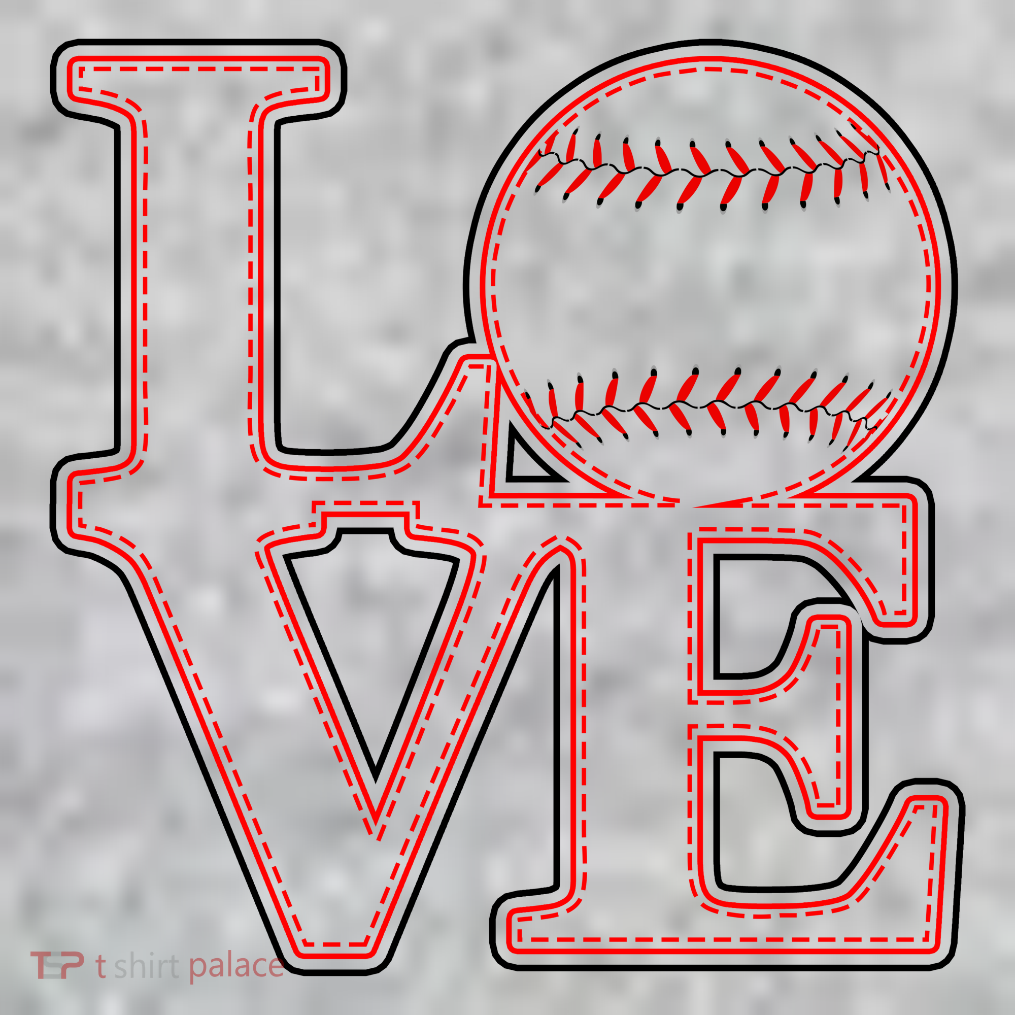 Love Baseball Stitch Letters Baseball Fan Kids T-Shirt