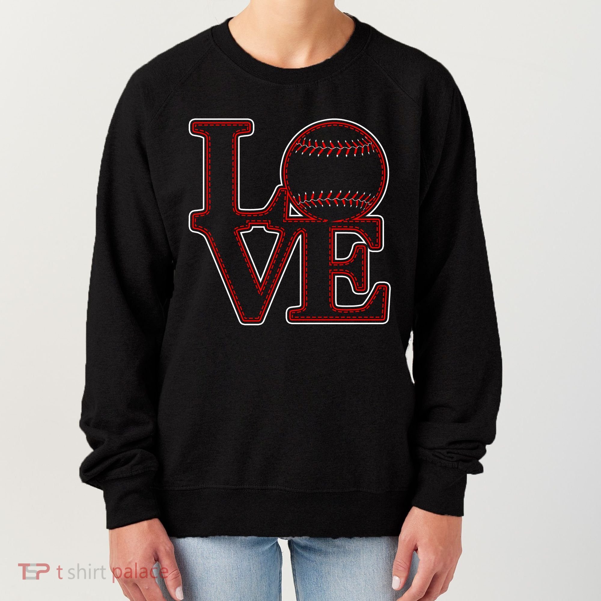 Love Baseball Stitch Letters Baseball Fan Women's Sweatshirt