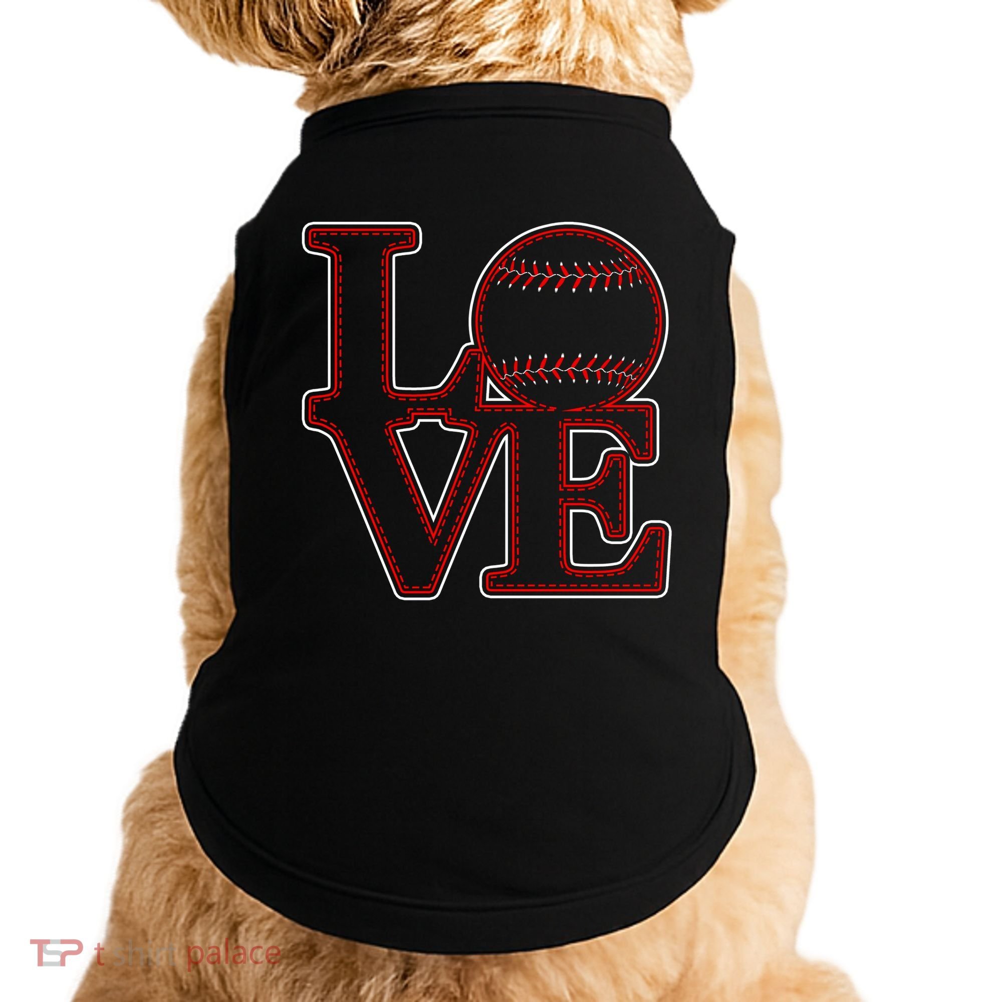 Love Baseball Stitch Letters Baseball Fan Doggie Tank