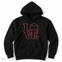 Love Baseball Stitch Letters Baseball Fan Hoodie thumb 0