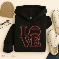 Love Baseball Stitch Letters Baseball Fan Hoodie thumb 4