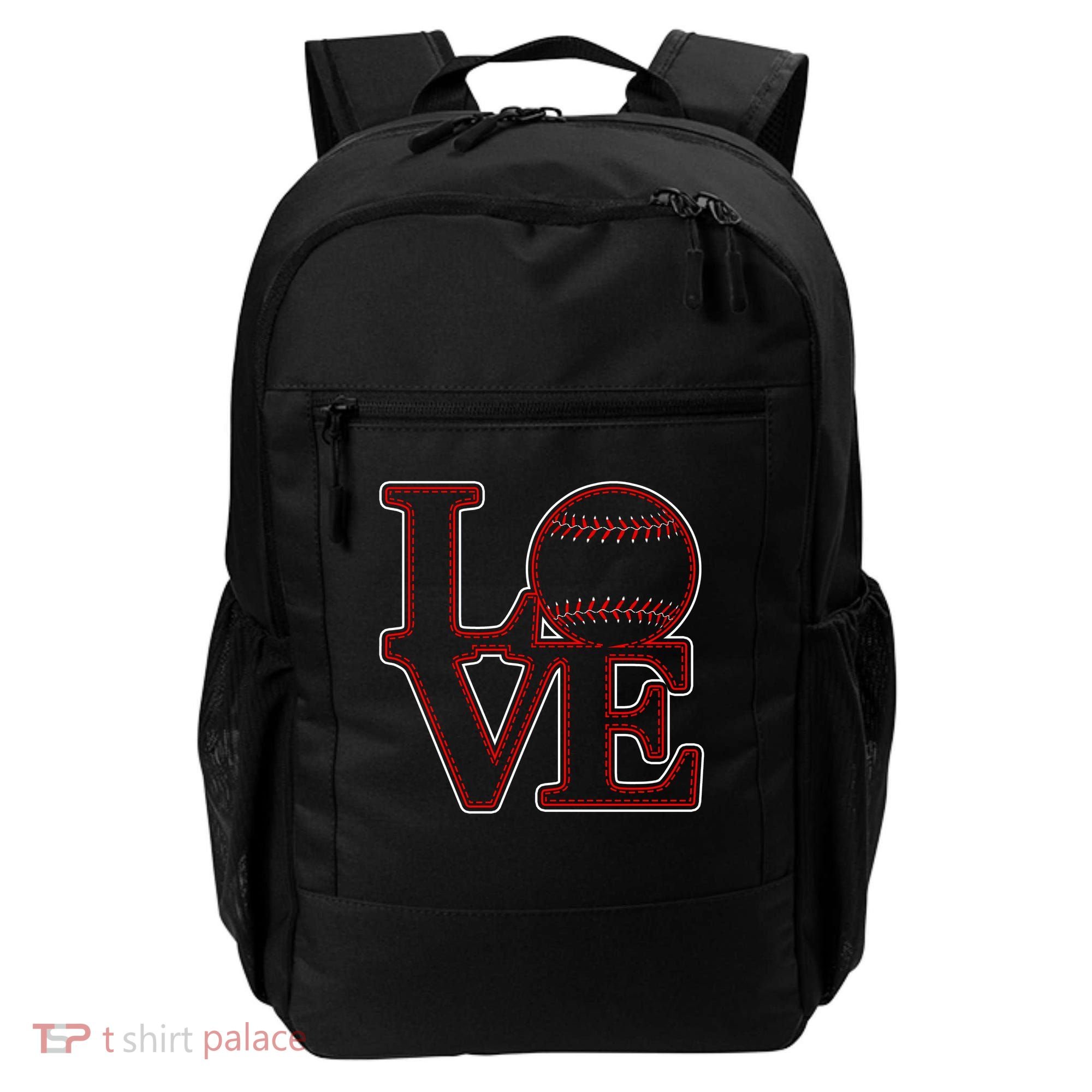 Love Baseball Stitch Letters Baseball Fan Backpack