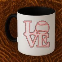 Love Baseball Stitch Letters Baseball Fan Coffee Mug thumb 2