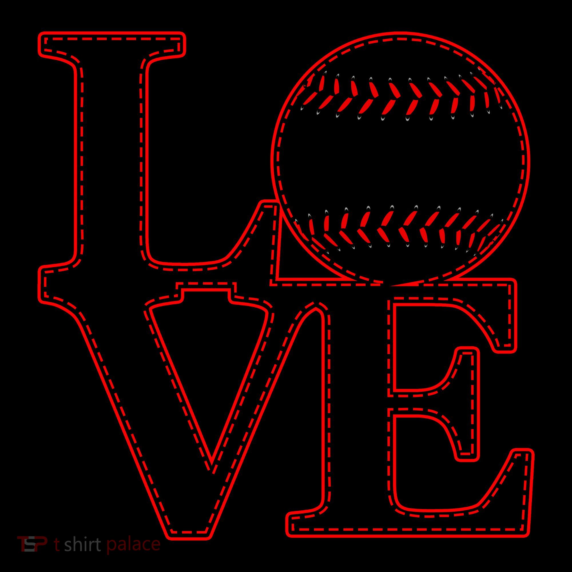 Love Baseball Stitch Letters Baseball Fan Coffee Mug