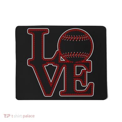 Love Baseball Stitch Letters Baseball Fan Mousepad