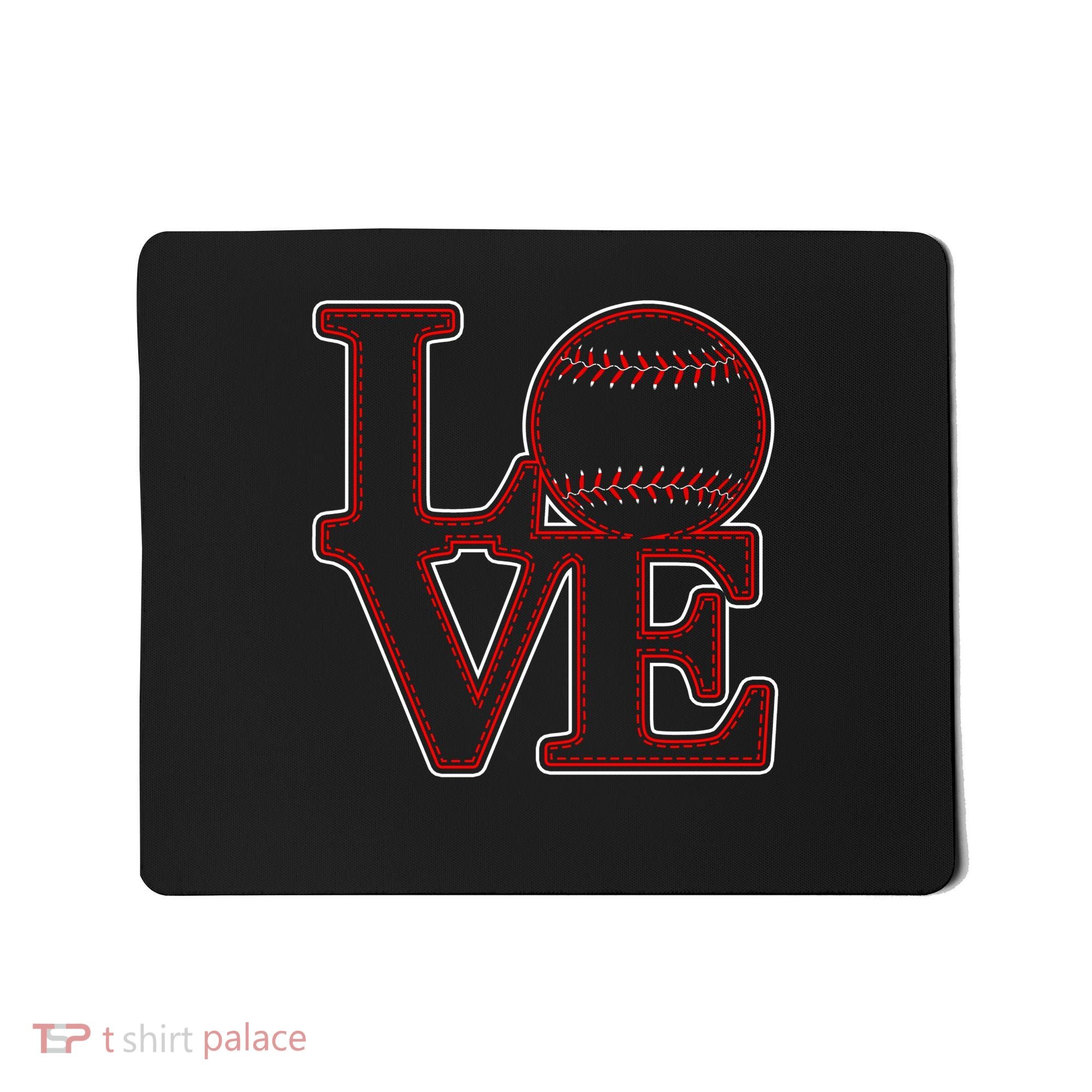 Love Baseball Stitch Letters Baseball Fan Mousepad